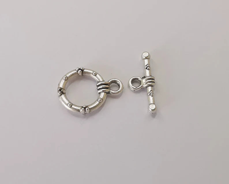 10 sets silver toggle clasps Antique silver plated toggle clasp findings 19x14mm+20x8mm G26222