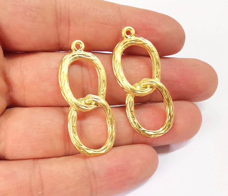 2 Circles Charms Gold Plated Charms (42x17mm) G24719