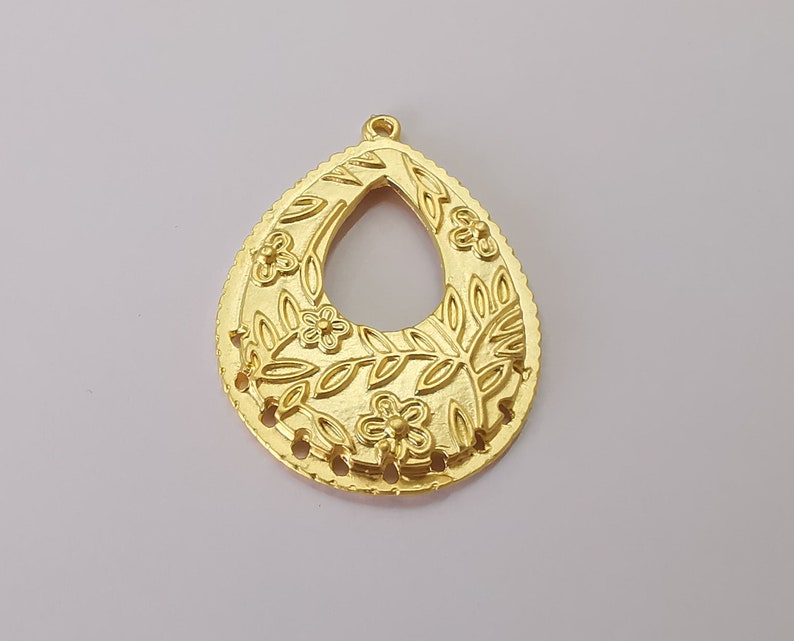 Drop flower charms connector Gold plated charms (43x32mm) G25750