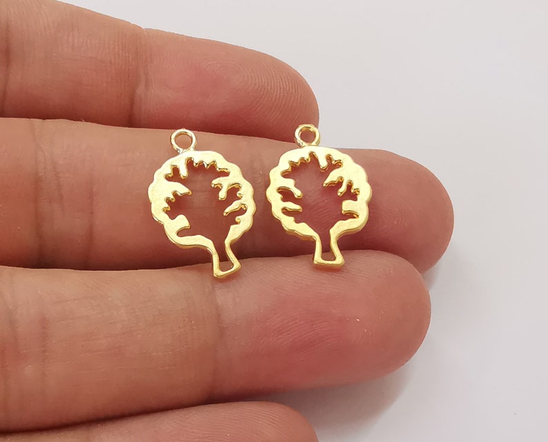 5 Tree charms Gold plated charms (20x14mm) G25751