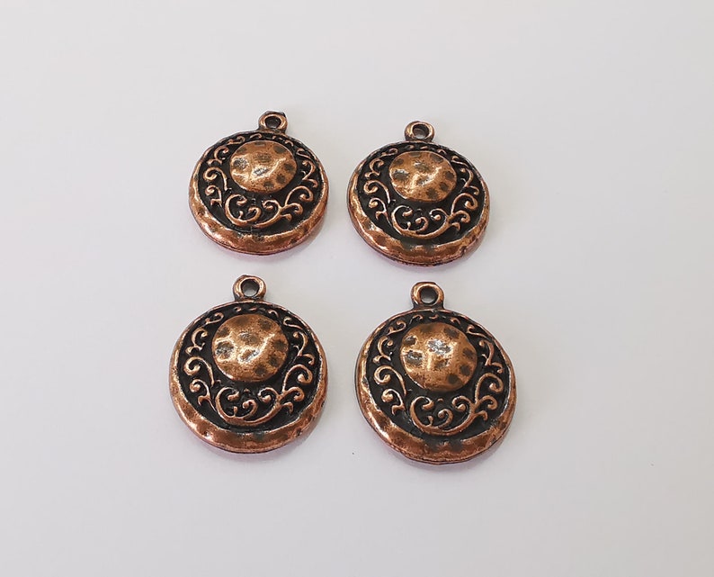2 Round branch charms Antique copper plated charms (23x19mm) G25755