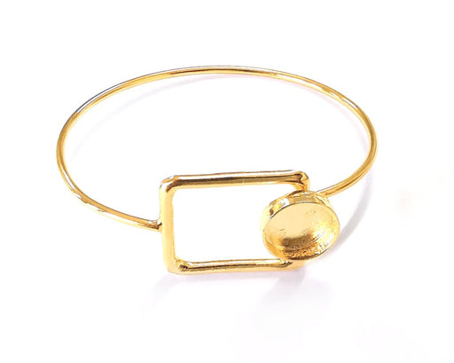 Rectangle bracelet brass Cuff blank bezel Glass cabochon base Adjustable Shiny gold plated brass (12mm blank) G25903
