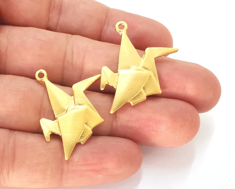 2 Origami Charms Gold Plated Charms (32x29mm) G25904