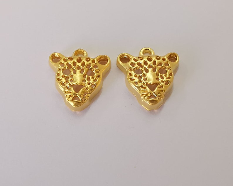 4 Tiger Charm Gold Plated Charms (20x17mm) G25906