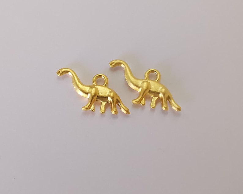 4 Dinosaur charm Gold plated charms (double sided)(26x12mm) G25907