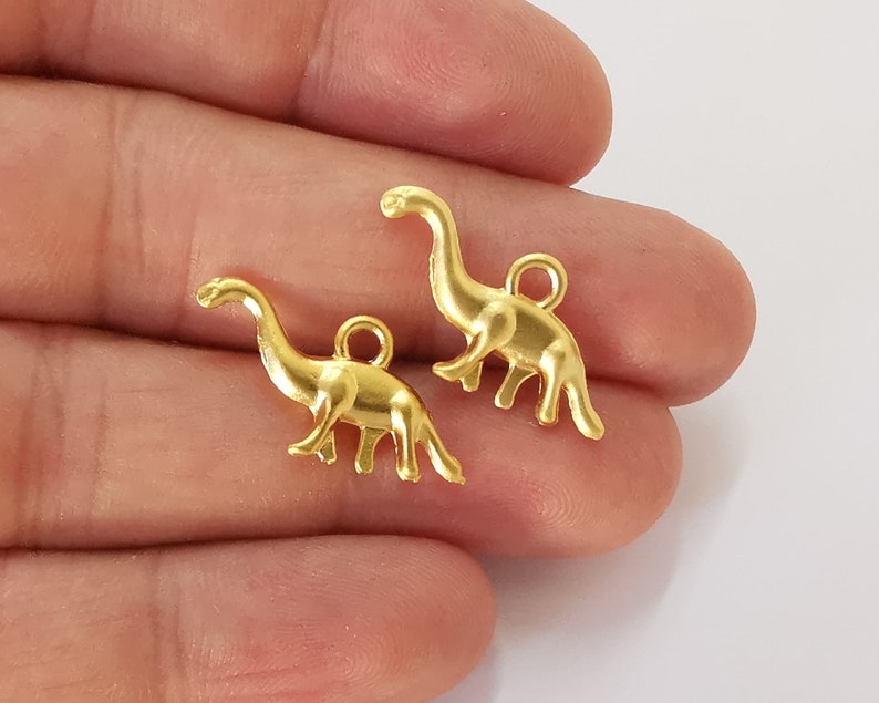 4 Dinosaur charm Gold plated charms (double sided)(26x12mm) G25907