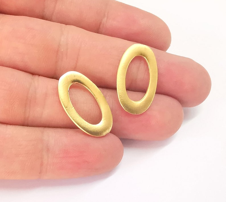 2 Oval Rings Circle Oval Findings Gold Plated Findings (24x14mm) G25800