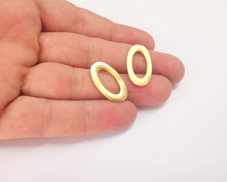 2 Oval Rings Circle Oval Findings Gold Plated Findings (24x14mm) G25800