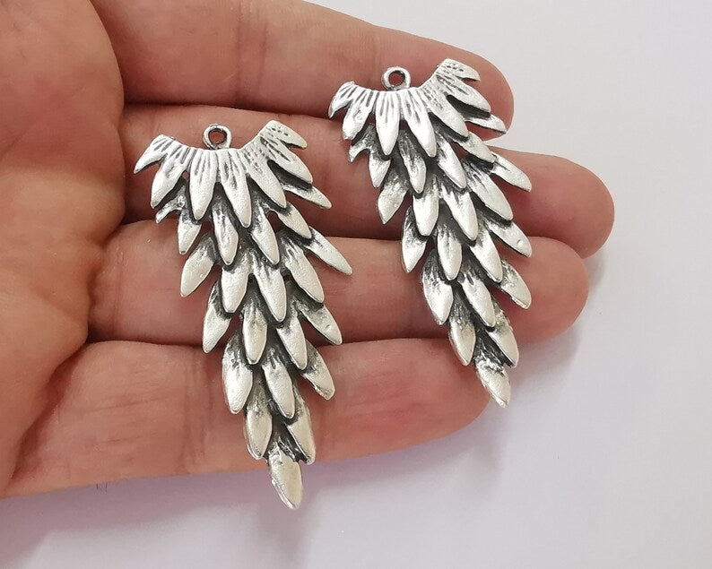 アンティーク雑貨 2 Silver charms Antique silver plated charms (59x27mm) G25965