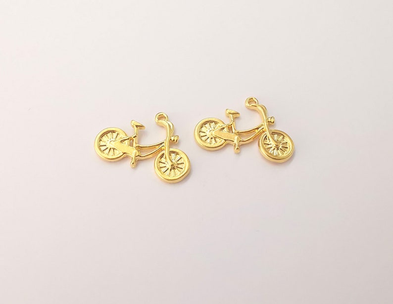 2 pcs (26x18mm) Bicycle Charms , Gold Plated Metal G25804