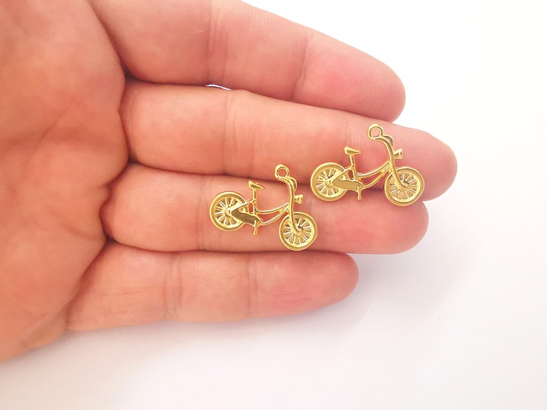 2 pcs (26x18mm) Bicycle Charms , Gold Plated Metal G25804