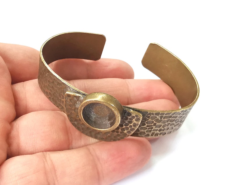 Semi circle hammered bracelet blanks cuff blanks Adjustable bracelet base Antique bronze plated brass (12mm Blank ) G25996