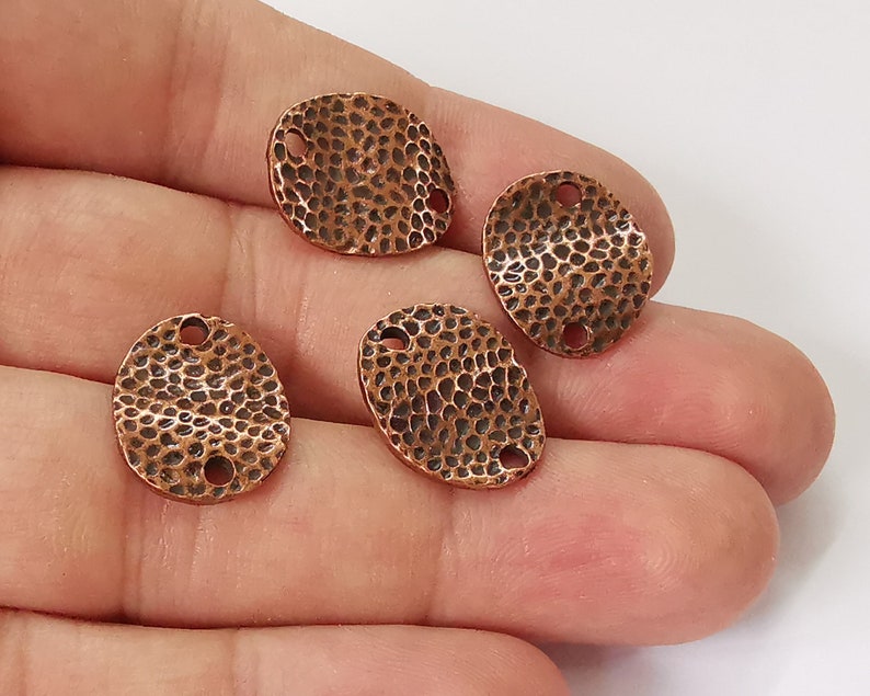 10 Wavy hammered connector charms Antique copper plated charms (18x15mm) G25997