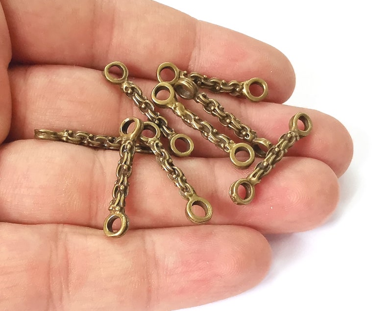 10 Chain shape bar connector charms Antique bronze plated charms (28x6mm) G26003