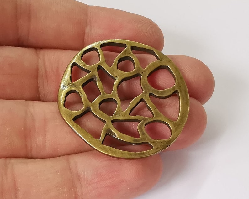 2 Round disc charms Antique bronze plated charms (41mm) G26004