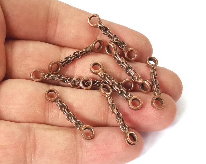 10 Chain shape bar connector charms Antique copper plated charms (28x6mm) G26007