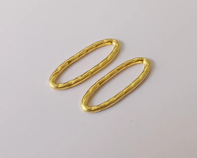 4 Hammered oval connector findings Gold plated findings (31x10 mm) G24682