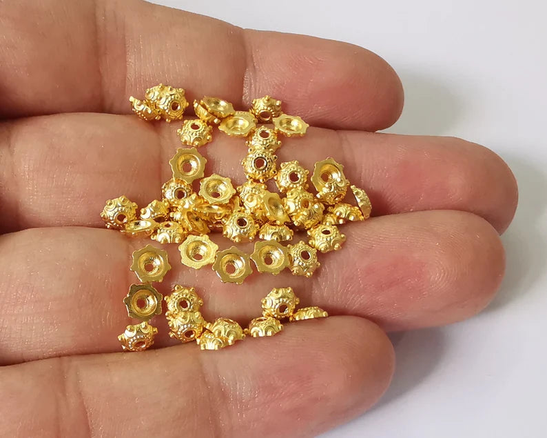 20 Dome bead caps Gold plated bead caps (5mm) G26063