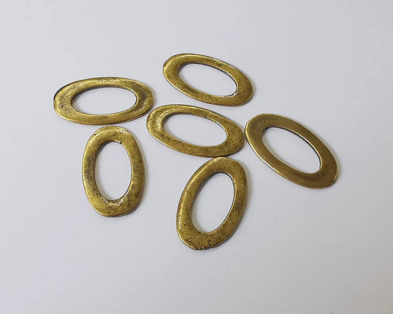 10 Oval connector charms Antique bronze plated findings (24x14mm) G26067