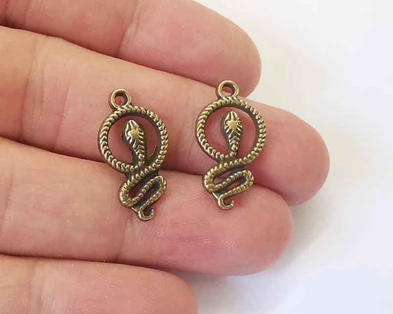 10 Snake charms Antique bronze plated charms (23x12mm) G26068