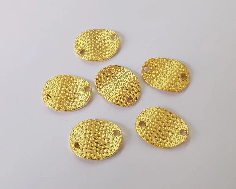 4 Wavy hammered connector charms Gold plated charms (18x15mm) G26102