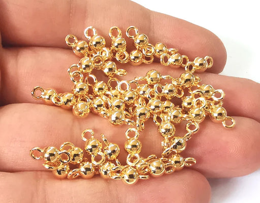 10 Ball connector findings charms Gold plated findings (11x5mm) G26121