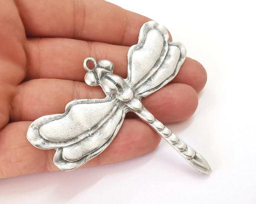 Dragonfly pendant Antique silver plated pendant (81x68mm) G25880
