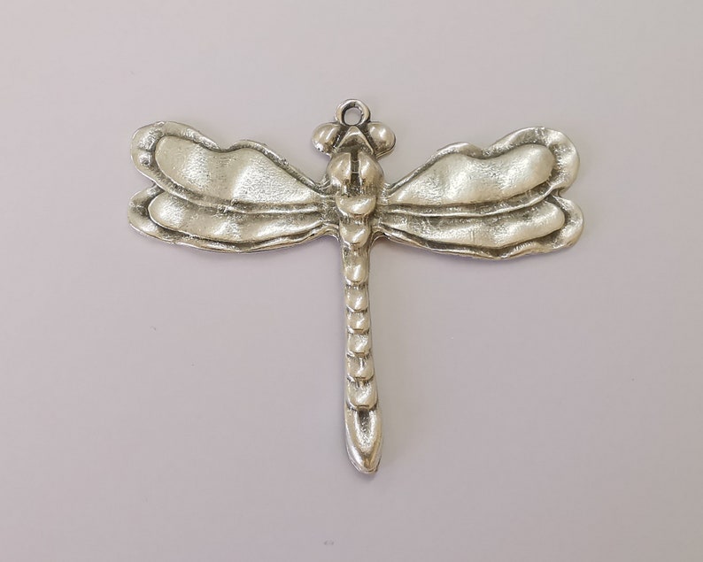 Dragonfly pendant Antique silver plated pendant (81x68mm) G25880