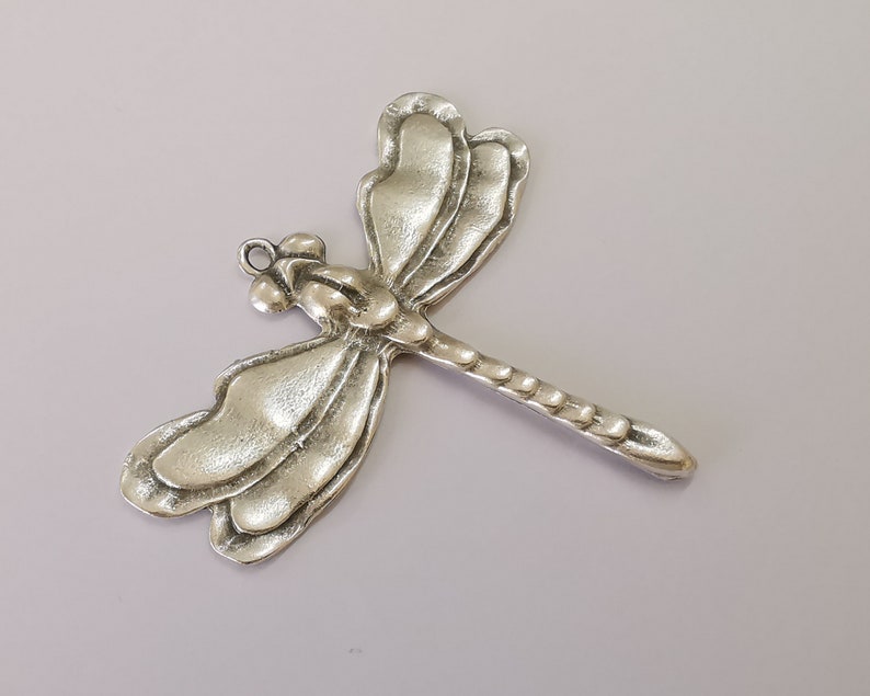 Dragonfly pendant Antique silver plated pendant (81x68mm) G25880