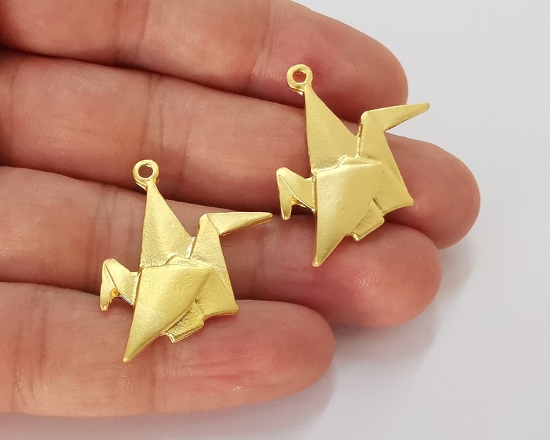 2 Origami Charms Gold Plated Charms (32x29mm) G25904