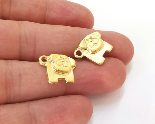 4 Dog charms Gold plated charms (16x13mm) G25905