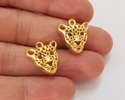 4 Tiger Charm Gold Plated Charms (20x17mm) G25906