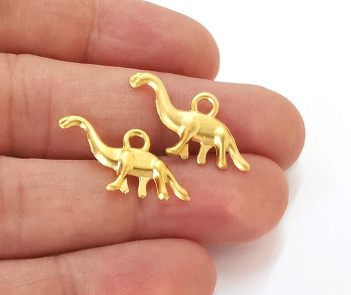 4 Dinosaur charm Gold plated charms (double sided)(26x12mm) G25907
