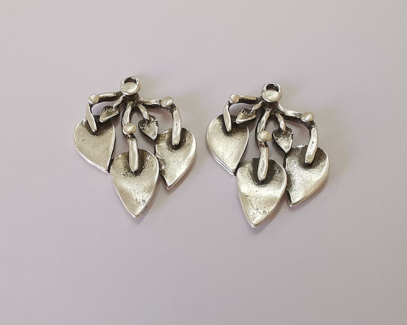 2 Silver charms Antique silver plated charm (42x30mm) G25914