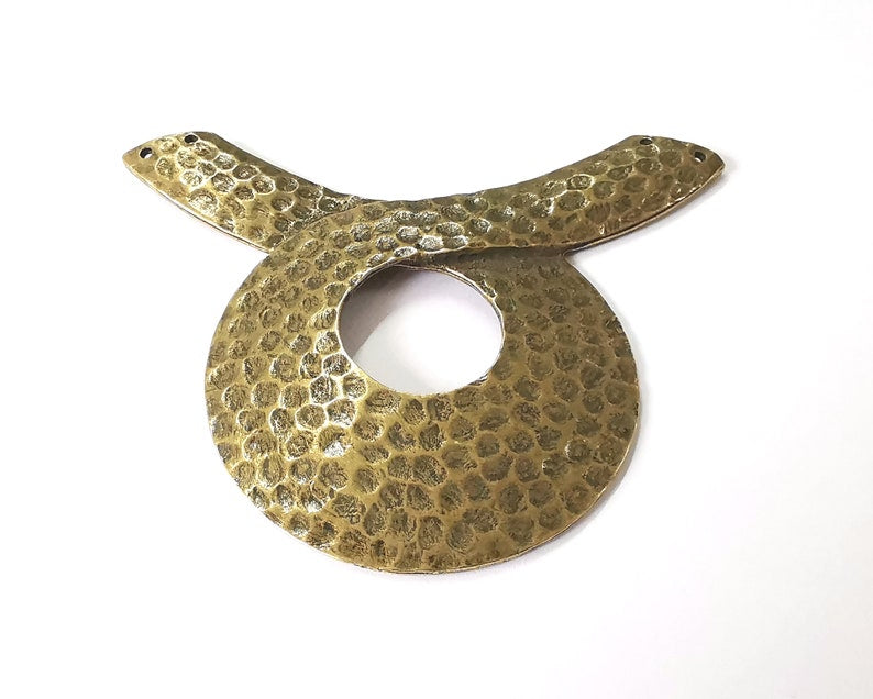 Hammered pendant connector Antique bronze plated pendant (89mm) G25995