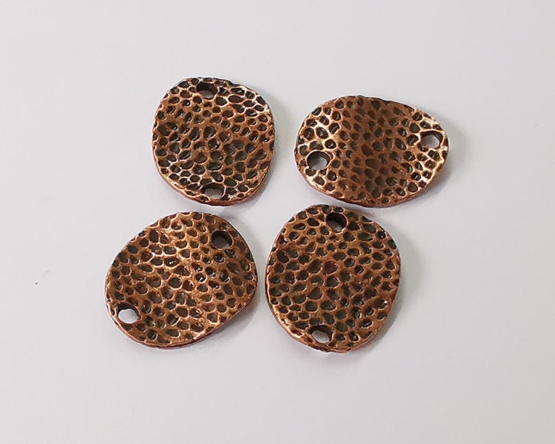 10 Wavy hammered connector charms Antique copper plated charms (18x15mm) G25997