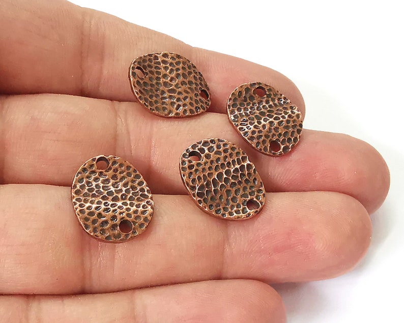 10 Wavy hammered connector charms Antique copper plated charms (18x15mm) G25997