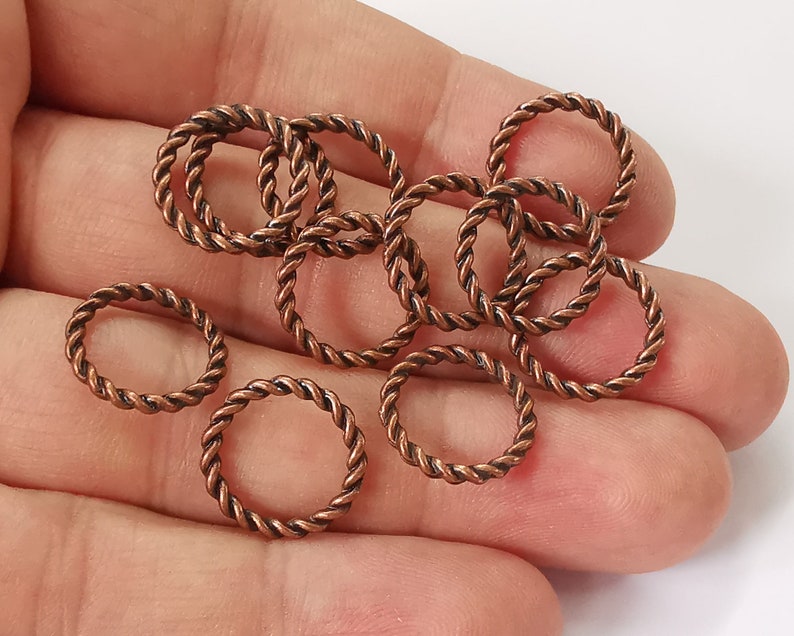 10 Twisted circle connector findings Antique copper plated findings (15 mm) G25999