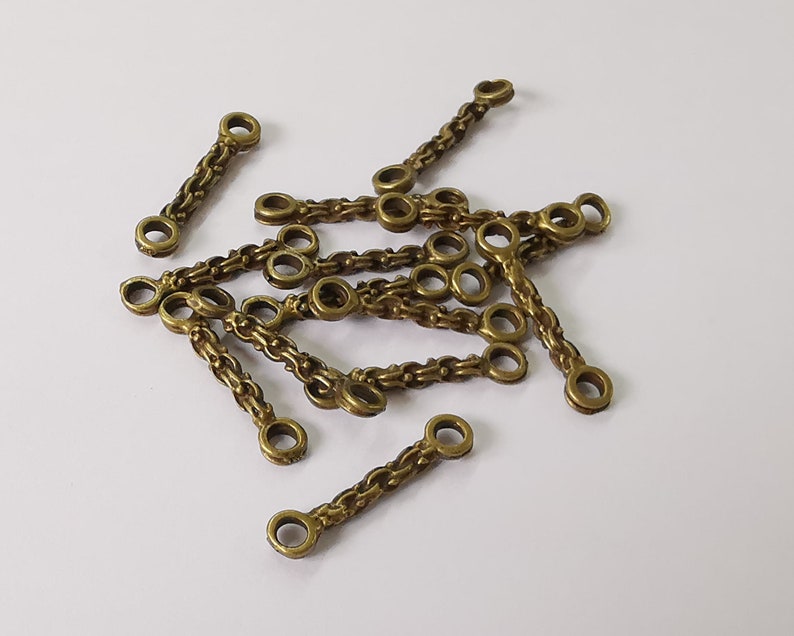 10 Chain shape bar connector charms Antique bronze plated charms (28x6mm) G26003