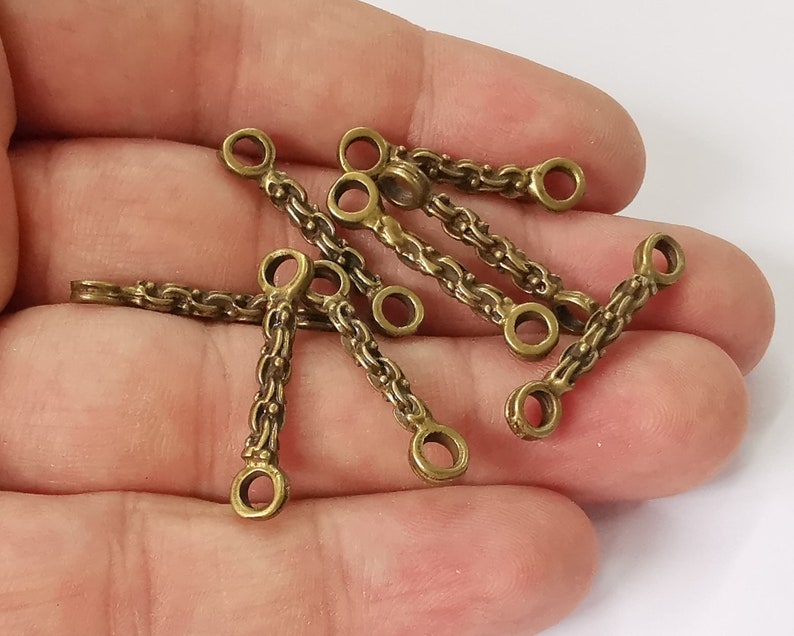 10 Chain shape bar connector charms Antique bronze plated charms (28x6mm) G26003