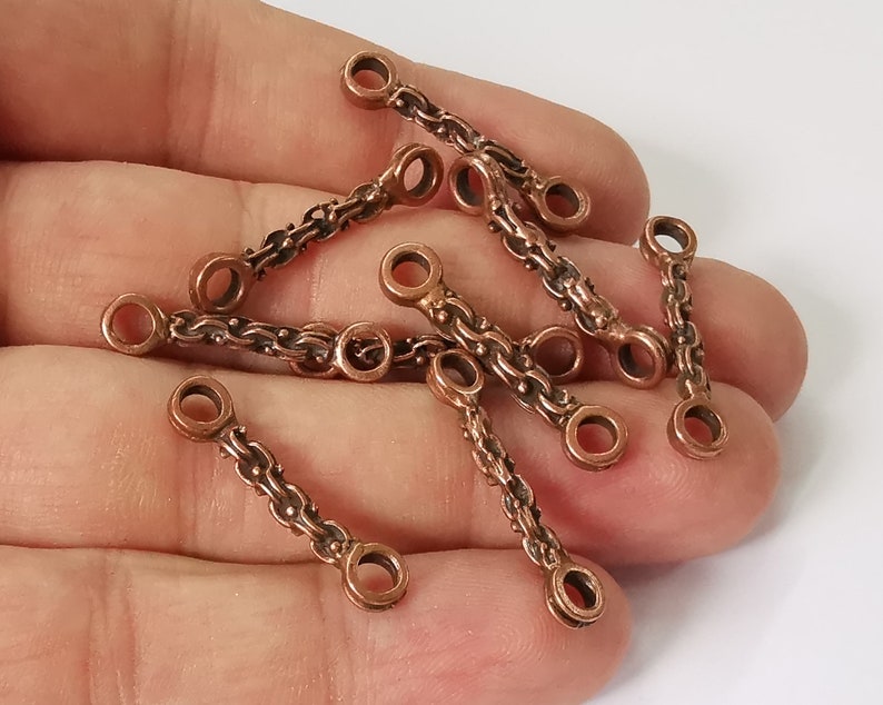 10 Chain shape bar connector charms Antique copper plated charms (28x6mm) G26007