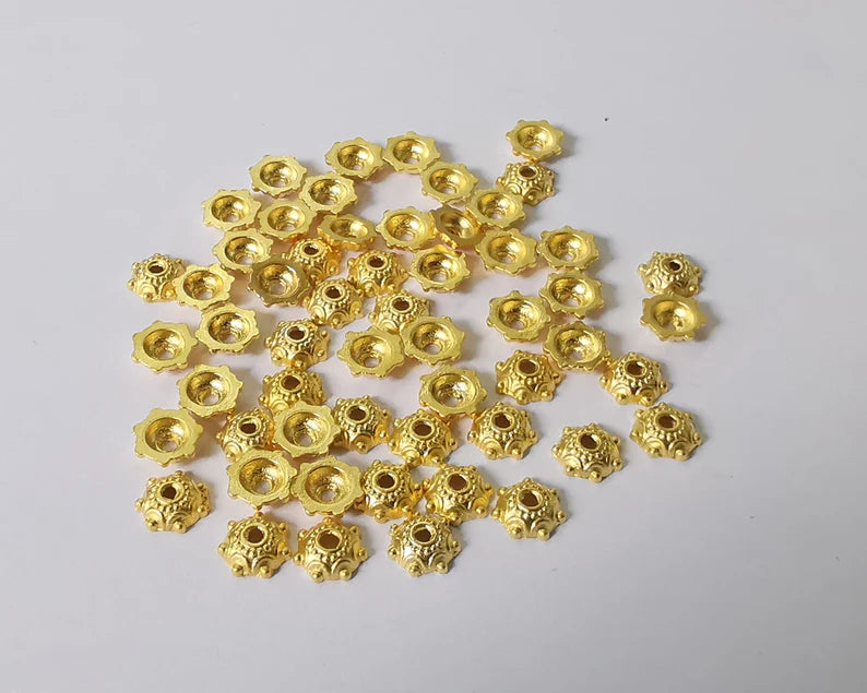 20 Dome bead caps Gold plated bead caps (5mm) G26063