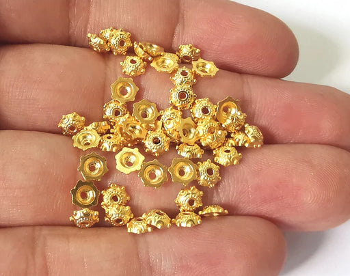 20 Dome bead caps Gold plated bead caps (5mm) G26063