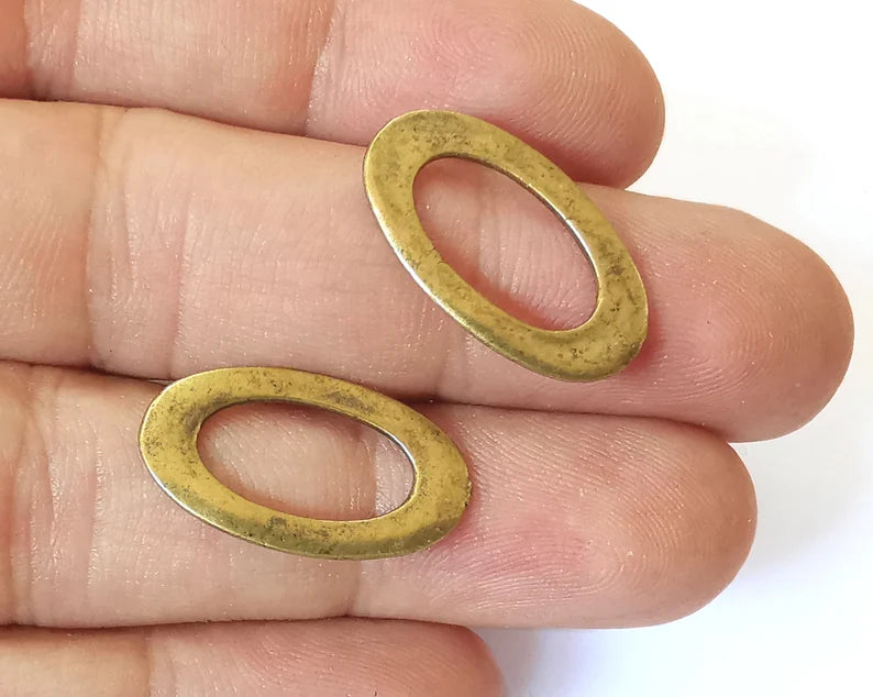 10 Oval connector charms Antique bronze plated findings (24x14mm) G26067
