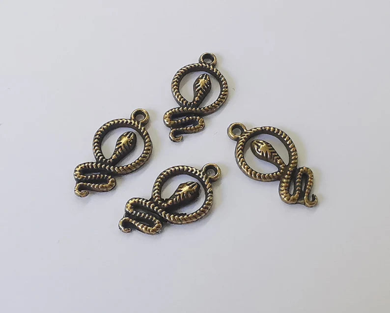 10 Snake charms Antique bronze plated charms (23x12mm) G26068