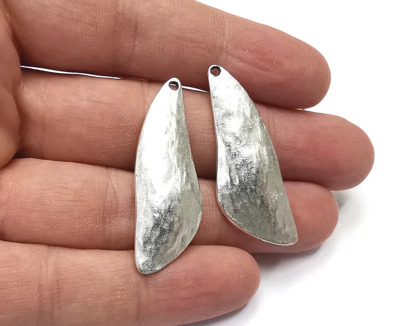 2 Wing silver charms Antique silver plated charms 1 pair (45x15mm) G26270
