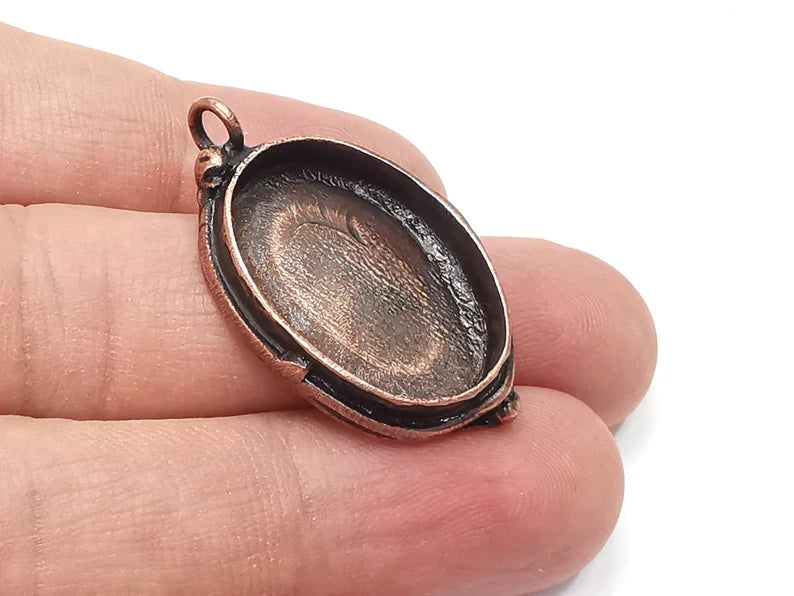 Oval antique copper pendant blank Mosaic base blank inlay necklace blank resin blank mountings copper plated brass (25x18mm blank) G26290