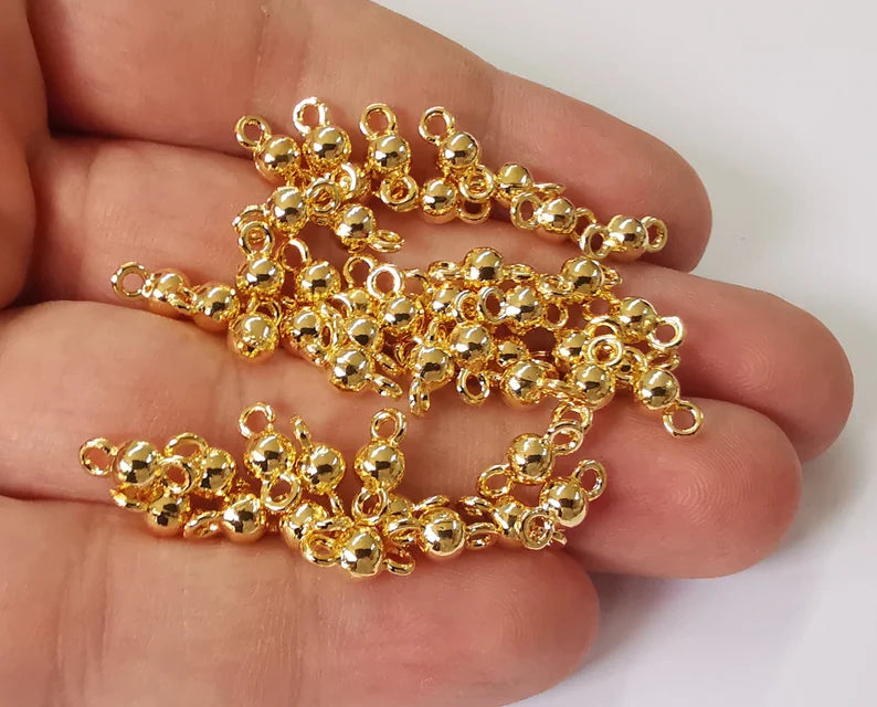 10 Ball connector findings charms Gold plated findings (11x5mm) G26121