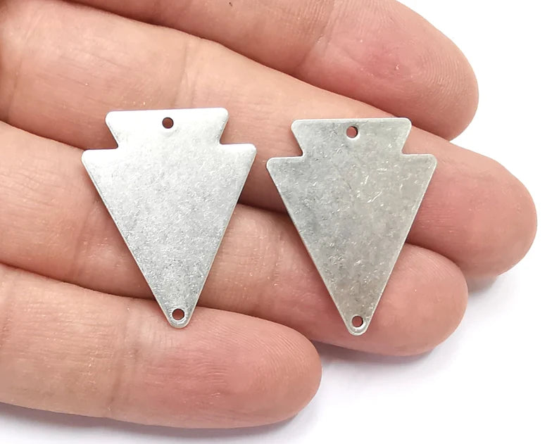 2 Arrow head connector charm Antique silver plated brass charm (29x24mm) G26294