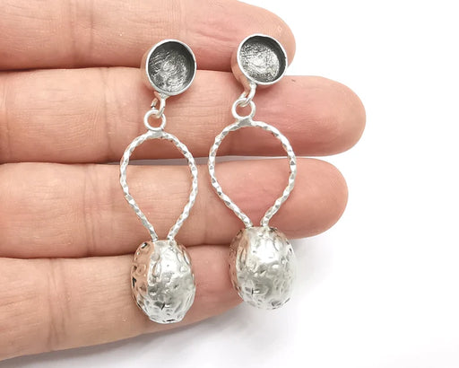 1 Pairs Dome shell silver dangle earring base wire Antique silver plated brass earring base (58x18mm) G26340